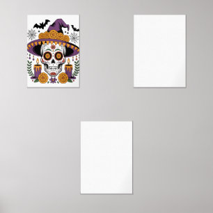 Skull with Witch Hat Halloween Vector Wall Art Sets