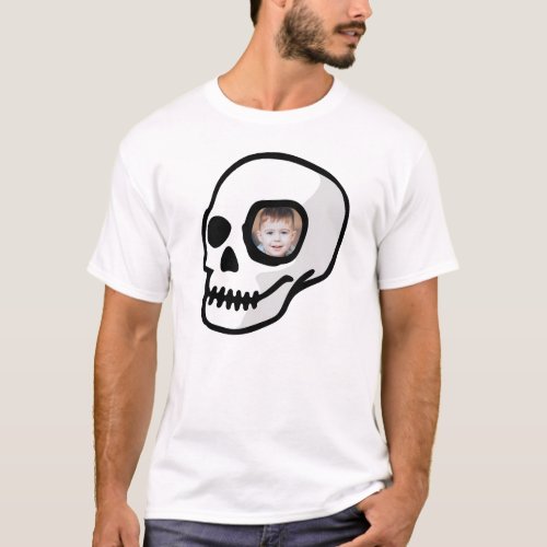 Skull with your own custom photo creepy fun T_Shirt