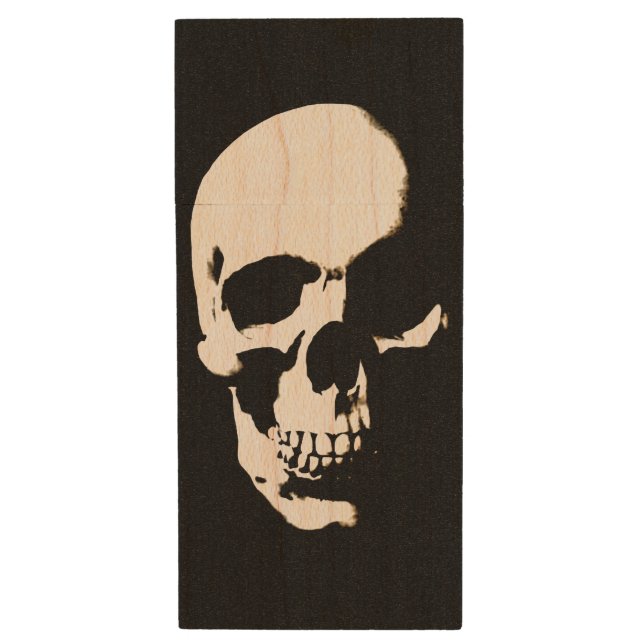 Skull Wood Flash Drive (Front Vertical)