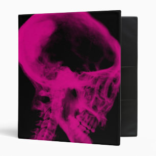 Skull X-Ray Black & Hot Pink 3 Ring Binder