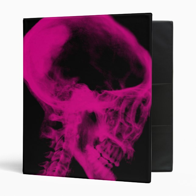 Skull X-Ray Black & Hot Pink 3 Ring Binder (Front/Inside)