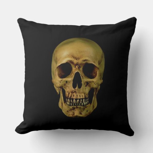 Skull Yellow Black Throw Pillow