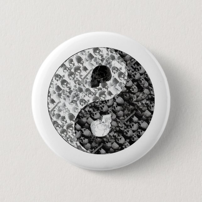 Skull Yin Yang Pinback Button (Front)