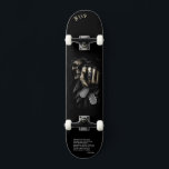 Skull "your turn" Skateboard w/ personalised quote<br><div class="desc">Make this skateboard your own by adding your text. To access advanced editing tools, please go to "Personalize this template" and click on "Details", scroll down and press the "click to customize further" link. Ideal for any Occasion such as birthday or Graduation, for outdoor skateboarders who love the graffiti style....</div>