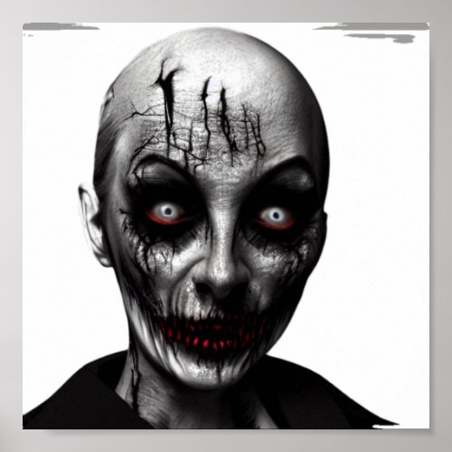 Skull Zombie Witch Spooky Eyes Woman Poster