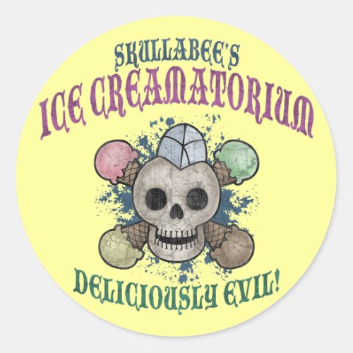 Skullabees Ice Creamatorium Classic Round Sticker