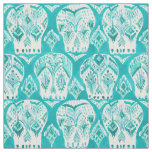 SKULLAGOG Aqua Boho Chic Ikat Skull Pattern Fabric