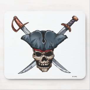 Skulle and Cross Swords with Pirate Hat Disney Mouse Pad