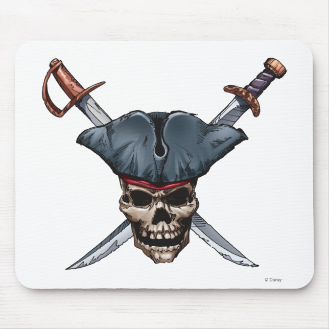 Skulle and Cross Swords with Pirate Hat Disney Mouse Pad (Front)