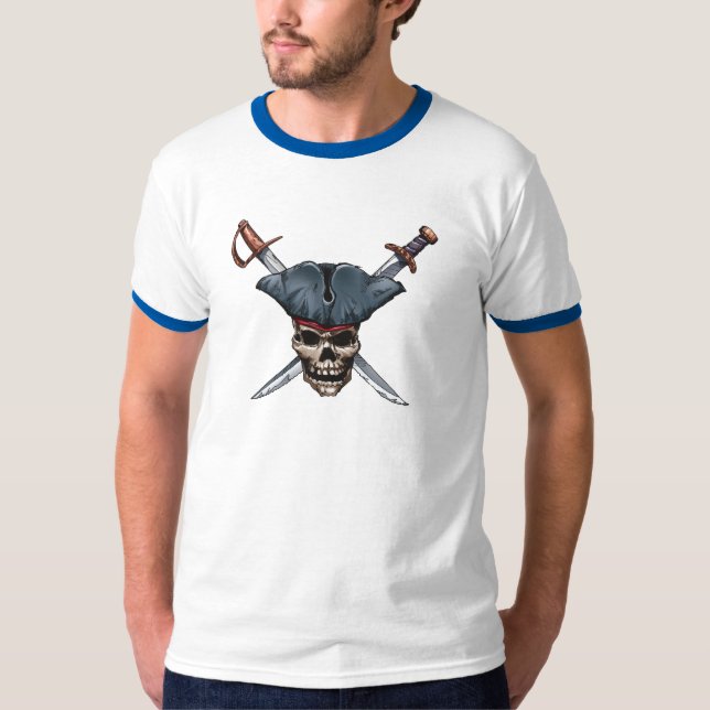 Skulle and Cross Swords with Pirate Hat Disney T-Shirt (Front)