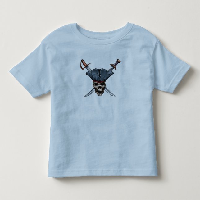 Skulle and Cross Swords with Pirate Hat Disney Toddler T-shirt (Front)