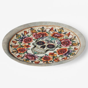 💀🎉: Skullflower Radiance Doom Día de los Muertos Paper Plates