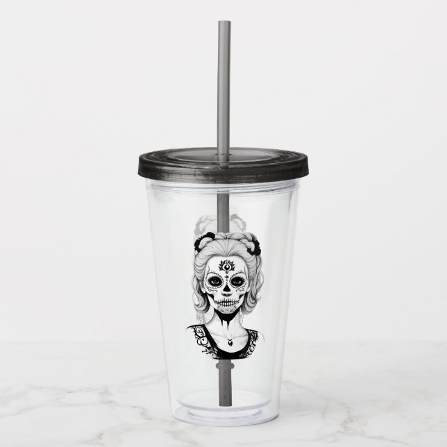 SKULLHEAD WOMAN  ACRYLIC TUMBLER (Front)