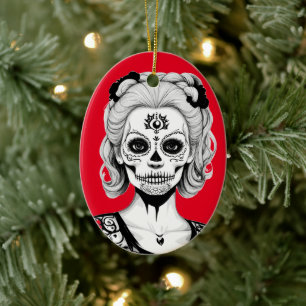 SKULLHEAD WOMAN  CERAMIC ORNAMENT