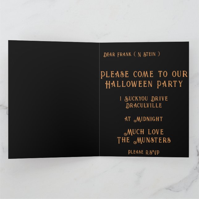 Skullington Illustration Halloween Party Invite (Inside)
