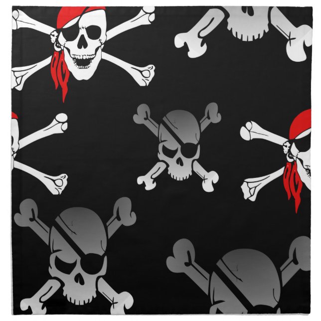 Skulll n bone Party Pirate Cloth Napkin (Front)