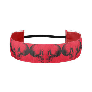Skulls 1-1/2" Non-Slip Headband,Red Athletic Headband