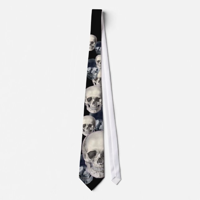 Skulls Against Stripes Neck Tie (Front)