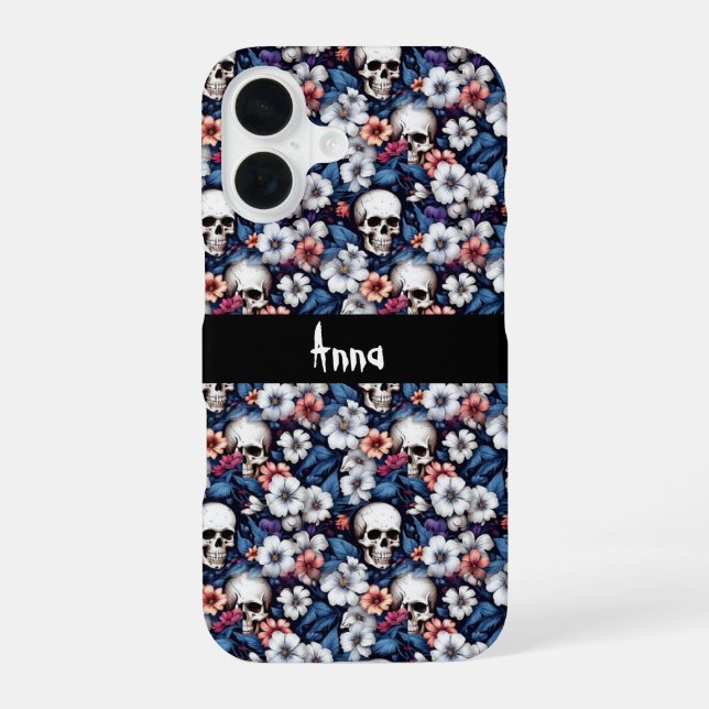 Skulls Among the Flowers iPhone Case (Back)