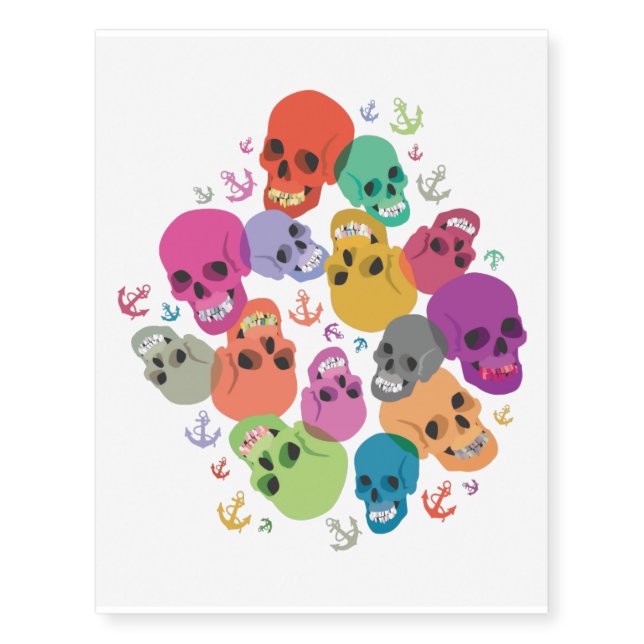 Skulls and Anchors - Temporary Tattoo (Front)