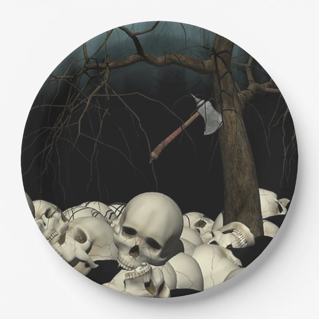 Skulls and Axe Paper Plates (Front)