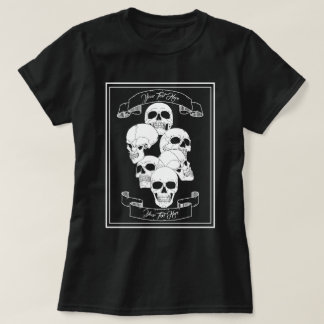 Skulls and Banners with Customizable Text Black T-Shirt