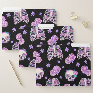 skulls and bones black file folder