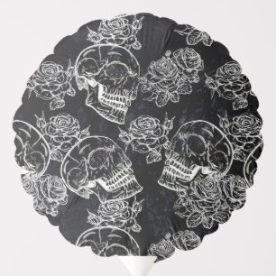 Skulls and Chalk Roses   Funky Gothic Glam Grunge Balloon