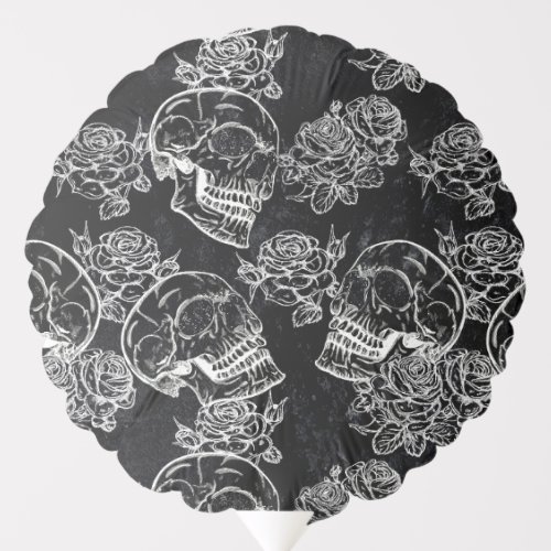 Skulls and Chalk Roses  Funky Gothic Glam Grunge Balloon