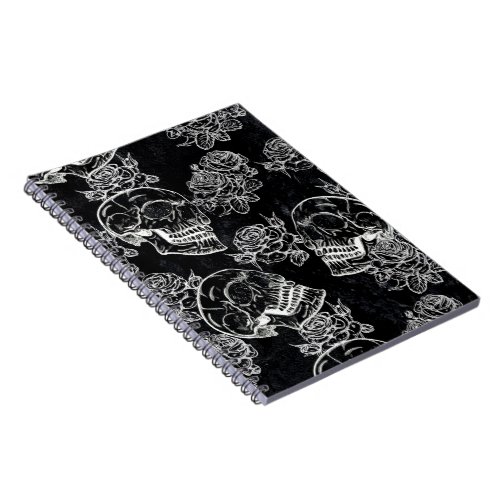 Skulls and Chalk Roses  Funky Gothic Glam Grunge Notebook
