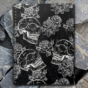 Skulls and Chalk Roses Funky Gothic Glam Grunge Notebook
