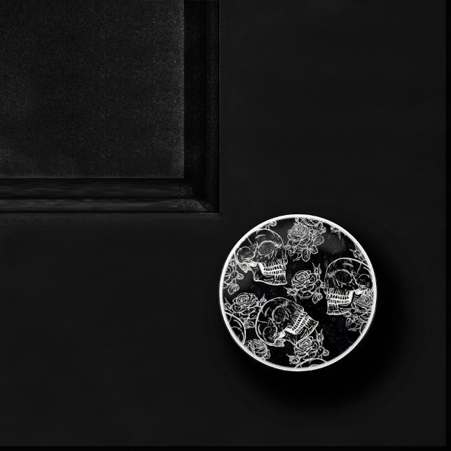 Skulls and Chalk Roses | Gothic Glam Funky Grunge Ceramic Knob (Creator Uploaded)