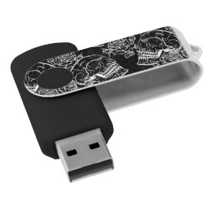 Skulls and Chalk Roses Gothic Glam Funky Grunge Flash Drive