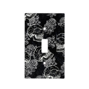 Skulls and Chalk Roses Gothic Glam Funky Grunge Light Switch Cover