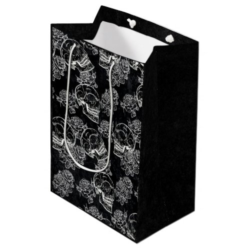 Skulls and Chalk Roses  Gothic Glam Funky Grunge Medium Gift Bag