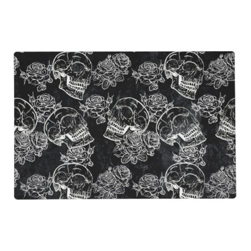 Skulls and Chalk Roses  Gothic Glam Funky Grunge Placemat