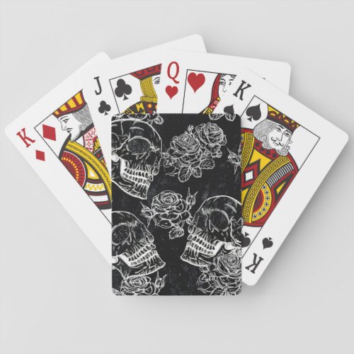 Skulls and Chalk Roses  Gothic Glam Funky Grunge Poker Cards