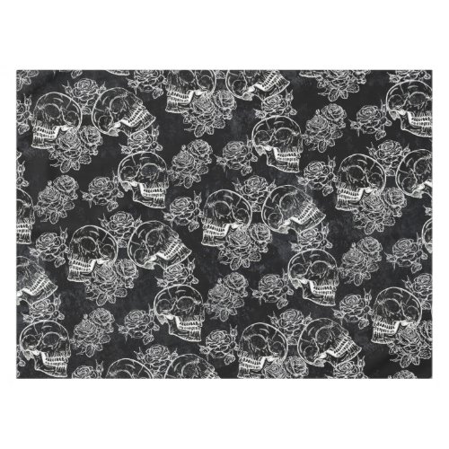 Skulls and Chalk Roses  Gothic Glam Funky Grunge Tablecloth