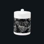 Skulls and Chalk Roses | Gothic Glam Funky Grunge Teapot<br><div class="desc">#abstractart Funky 90s gothic grunge in a seamless pattern of distressed chalk sugar skulls and roses on a crushed velvet chalkboard texture background inspired by Halloween and Mexican Day of the Dead (dia de los muertos). The modern contemporary mixed medium design adds the perfect pop of color and personal style....</div>