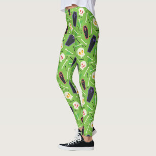 Skulls And Coffins Halloween Leggings