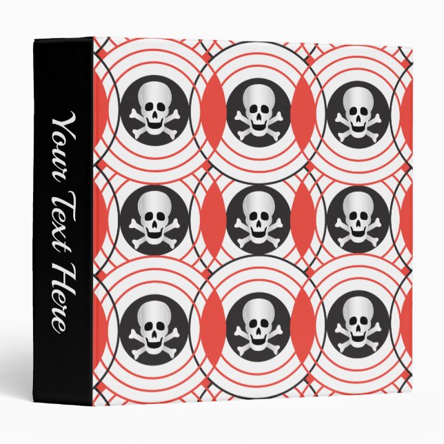 Skulls And Crossbones 3 Ring Binder (Front/Spine)