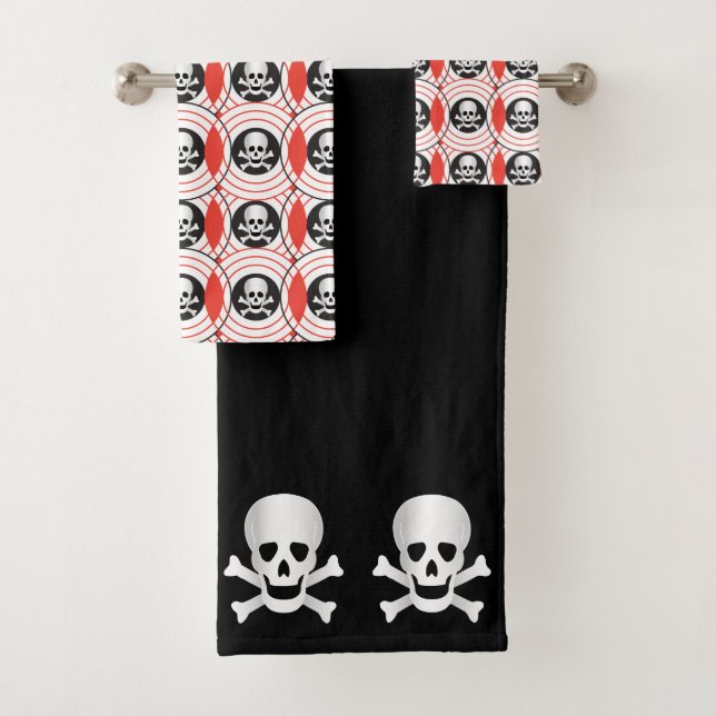 Skulls And Crossbones Bath Towel Set (Insitu)
