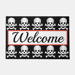 Halloween Skull And Crossbones Doormats Welcome Mats Zazzle