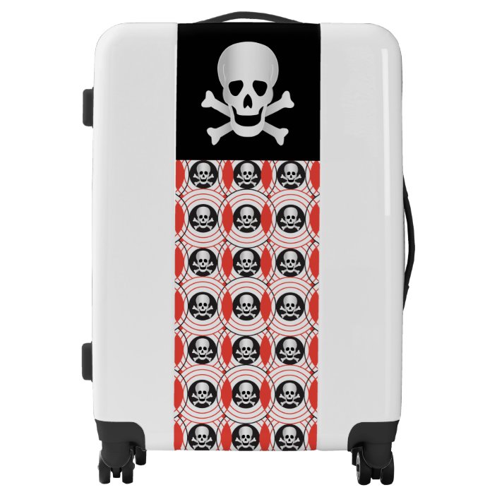 luggage with skull design