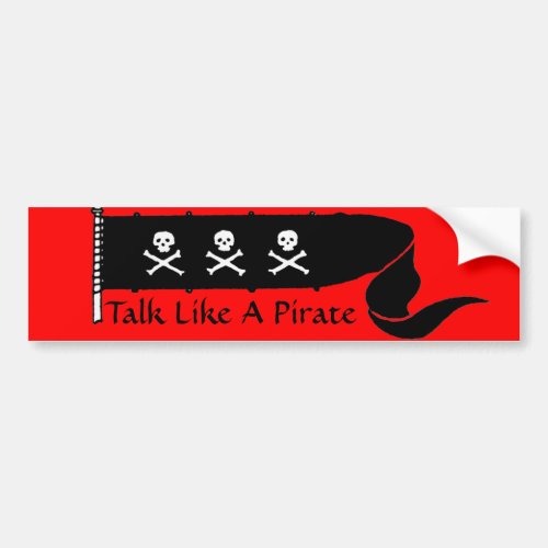 SKULLS  AND CROSSED BONES RED BLACK PIRATE FLAG BUMPER STICKER