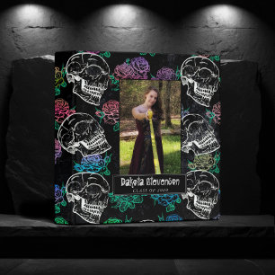 Skulls and Dark Roses Funky Glam Graduation 3 Ring Binder