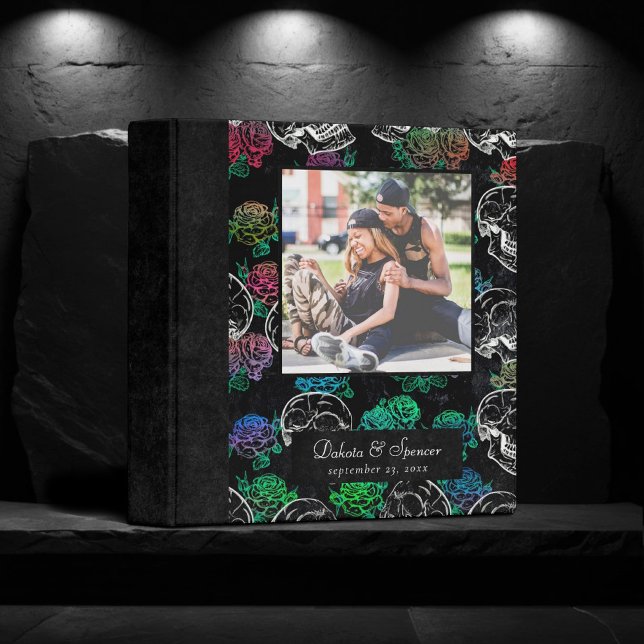 Skulls and Dark Roses | Funky Glam Ombre Album 3 Ring Binder (Creator Uploaded)