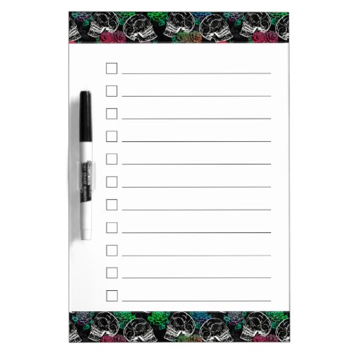 Skulls and Dark Roses  Funky Glam Ombre Checklist Dry Erase Board