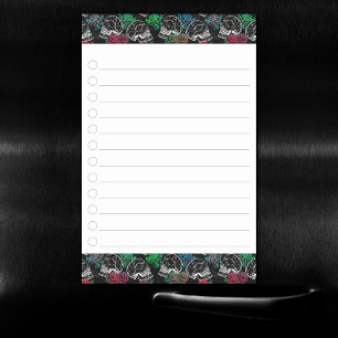 Skulls and Dark Roses Funky Glam Ombre Checklist Magnetic Dry Erase Sheet