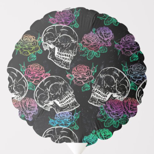 Skulls and Dark Roses  Funky Glam Ombre Grunge Balloon